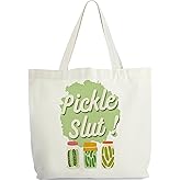 Pickle Tote Bag for Women, Vintage Pickle Jar Farmers Market Tote, Tote Gift Bag for Pickle Lover, Pickled Food Enthusiasts Gifts, Pickles Shoulder Bag Gifts for Women Friends Sisters Colleagues -95