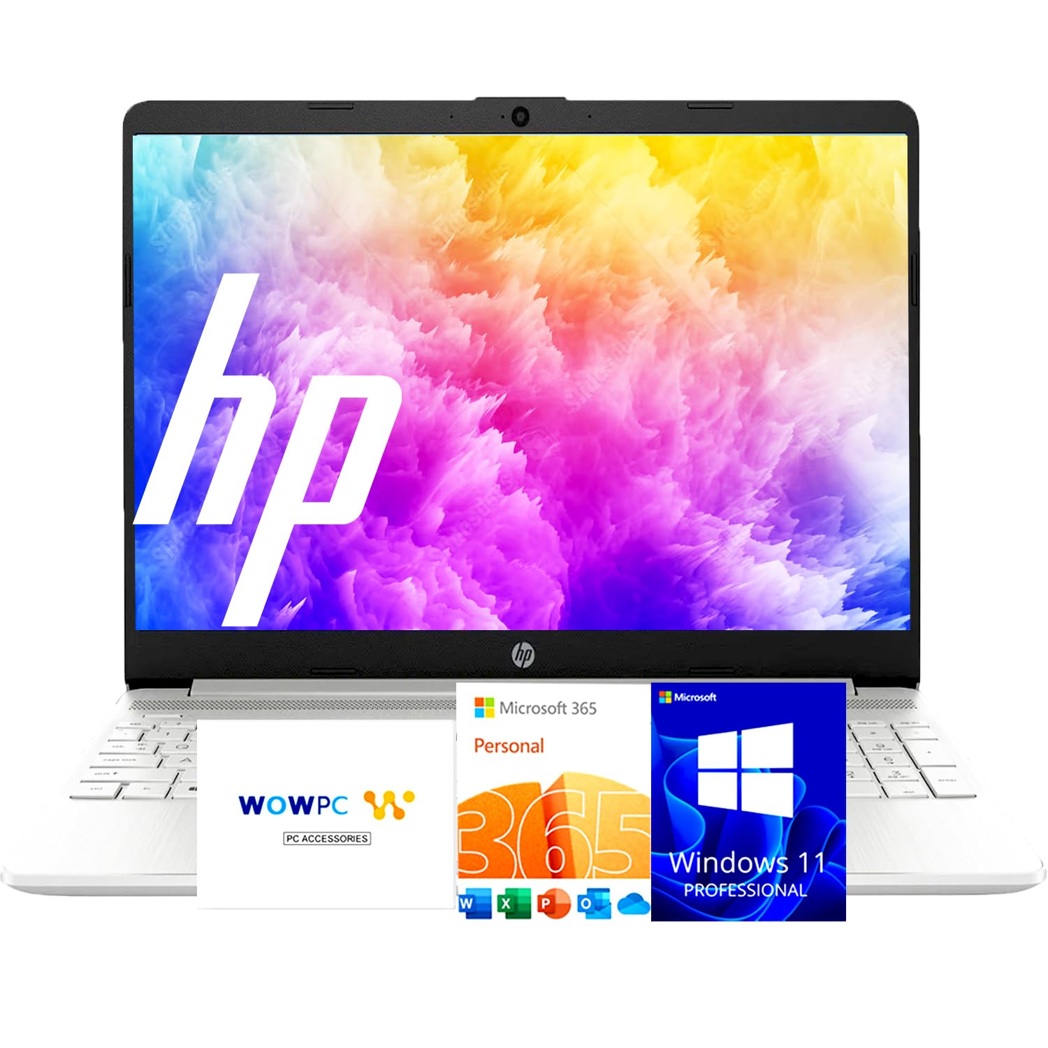 HP 2025 Latest 15.6'' Limited Edition with Microsoft Office 365, Powerful Intel 4-core Processor, 16GB RM, 512GB, 15.6" Micro Edge LED Display, SD Card Reader, HDMI, Windows 11 Pro, WOWPC USB Image