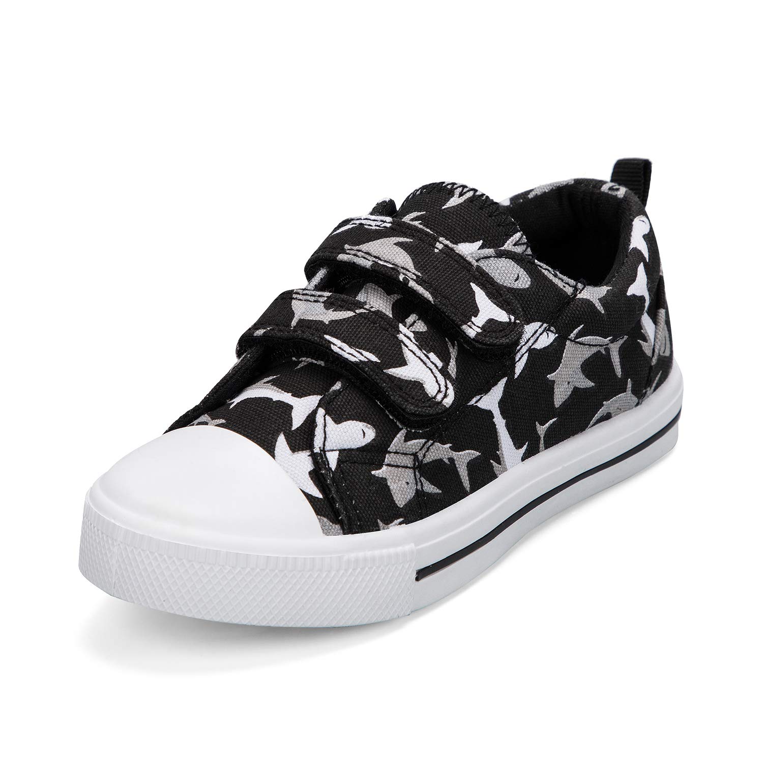 Photo 1 of K KomForme Toddler Boys & Girls Shoes Kids Canvas Sneakers with Cartoon Dual Hook and Loops, Size 6 Toddler, Black