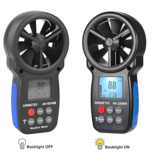 AIOMEST Digitale anemometer, 6000 WM-app, handheld windmeter, windmeter, CFM, windsnelheidsmeter met max/min/AVG voor windsnelheid, temperatuur, windchill-tester, HVAC