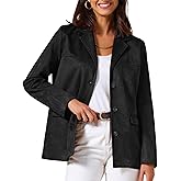 Allegra K Women's Faux Suede Blazer Business Casual Lapel Open Front Long Sleeve Work Office Jacket