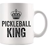 Pickleball King Pickleball Gifts for Man Husband Dad Grandpa Boyfriend From Wife Mom Grandma Aunt Girlfriend Gifts For Pickleball Lovers Players Ceramic Mug 11 oz White
