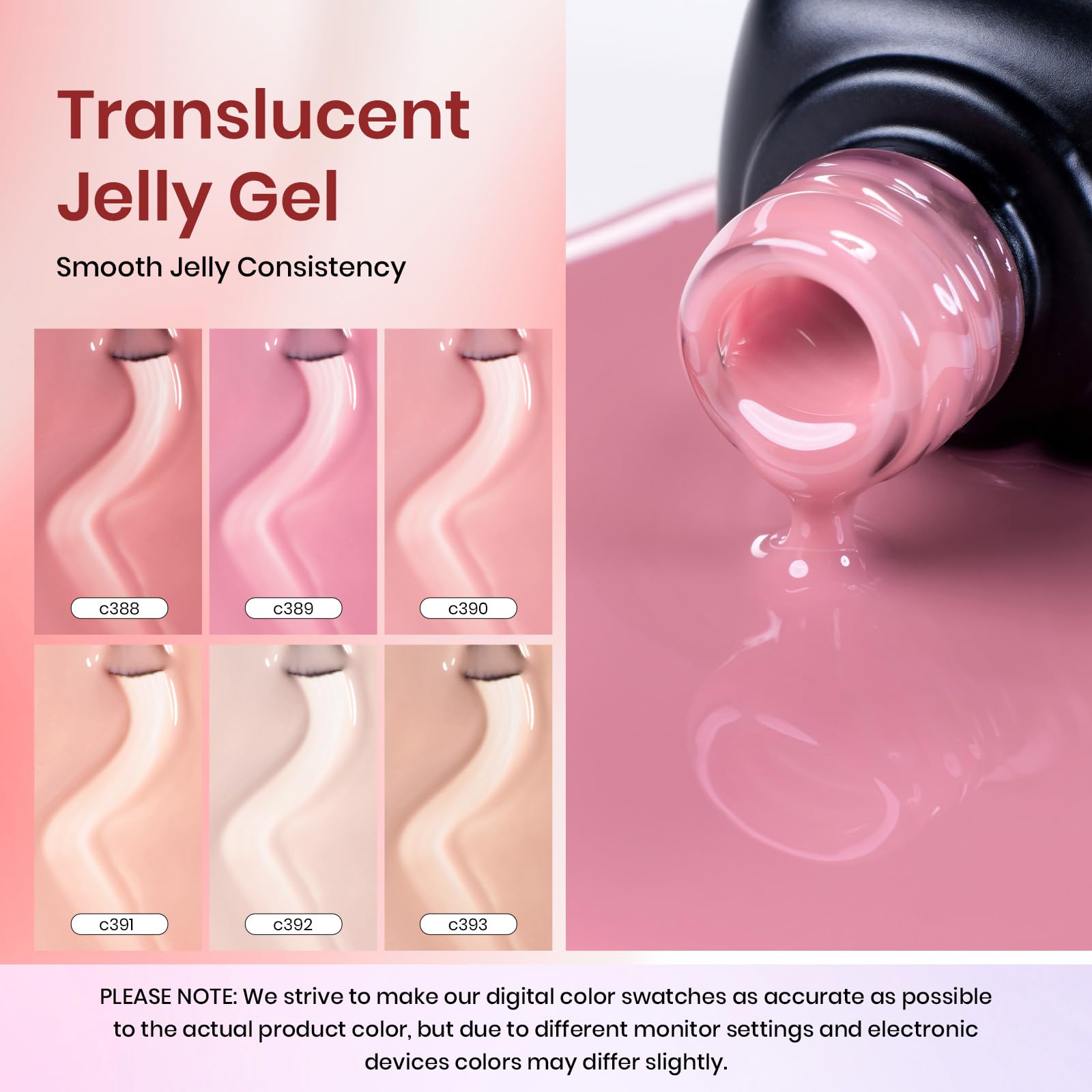 Beetles Spring Gel Nail Polish Set, 6 Colors Jelly Gel Polish Nude Pink Neutral Nail Art Design Translucent Gel Nail Kits Soak Off Uv Nail Lamp Cured Nail Manicure for Women - Image 3