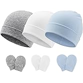 BQUBO Newborn Girls Hats Baby Hat and Mittens Set Infant Caps Bow Hospital Beanie with No Scratch Mittens for Baby Boys Girls