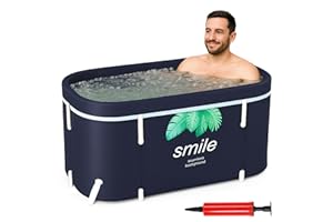 HAWWWY Portable Tub for Adults - Japanese Style Tub for Adults - Inflatable and Lightweight - Collapsible Bathtub for Elderly - Space-Saving Foldable multi-use Ice Bath - Black, 47.2Lx19.6Wx21.6H In