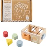 Fisher-Price Wood Baby Toy Flexi Shape Sorter, 7-Piece Wooden Activity with Elastic Bands for Infants &amp; Toddlers Ages 9+ Months