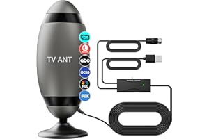 WERCHTAY TV Antenna Indoor, Antenna for Smart TV with Adhesive Base, Support 4K 1080p with Signal Booster 16ft Cable for Long Range Reception for Local Channels