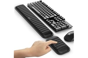 MEKASS Ergonomic-Wrist-Rest-for-Keyboard-and-Mouse, Soft Memory Foam Keyboard Wrist Rest Set with Non-Slip Silicone Base, Easy Typing, Pain Relief, Comfort for Office, Work, Gaming (Upgrade Black)