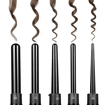 5 en 1 rizador de pelo de hierro rizado con 5 barriles de cerámica intercambiables (