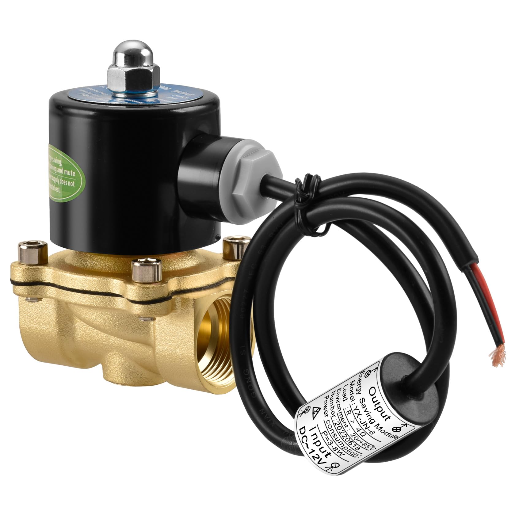 Heschen Brass Electric Solenoid Valve, 2W-200-20J, PT3/4'' Port, Direct Action Water Air, Normally Closed, Replacement Valve (DC 24V)