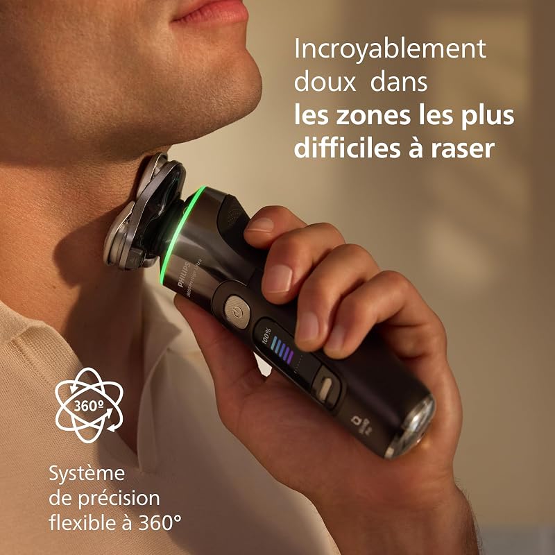 Rasoir i9000 Prestige Ultra, rasoir électrique 100% étanche, technologie Skin IQ Pro, système Triple Lift & Cut, lames de précision NanoTech rotatives à 360°, 5 modes de rasage, XP9405/31