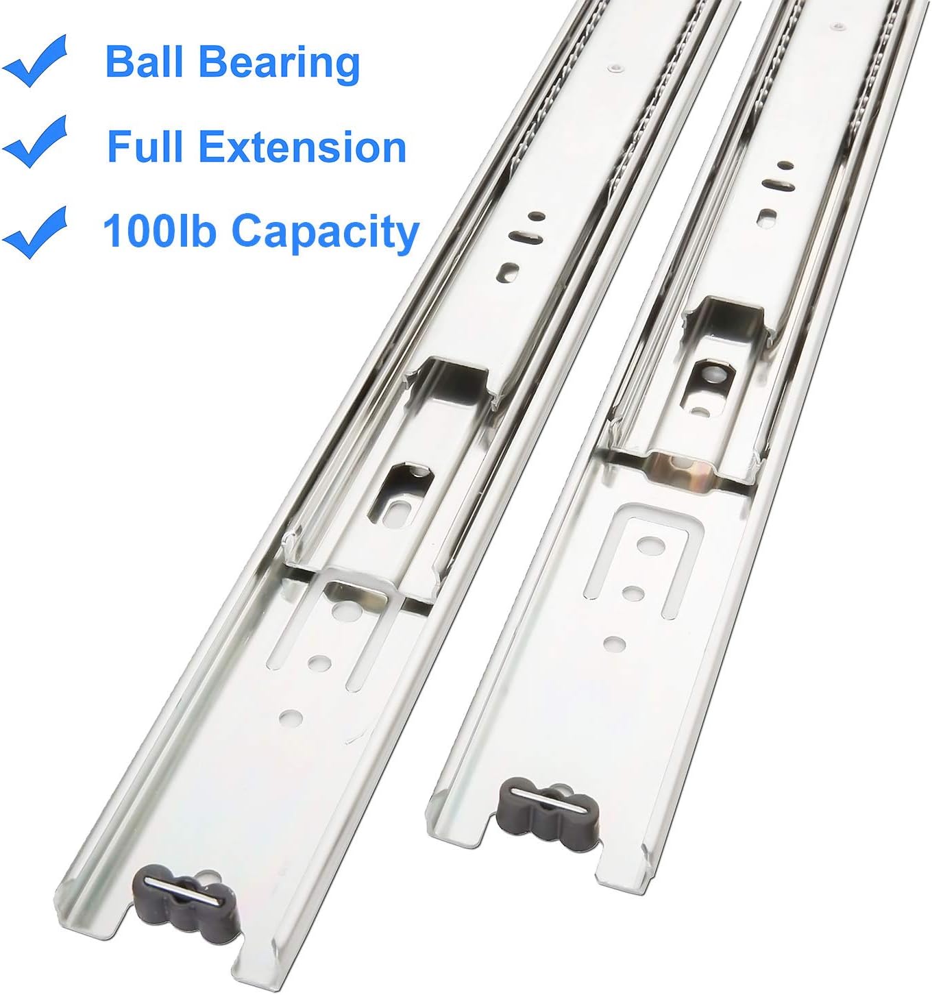 6 Pair of 18 Inch Hardware Full Extension Side Mount Ball Bearing Sliding Drawer Slides - - 