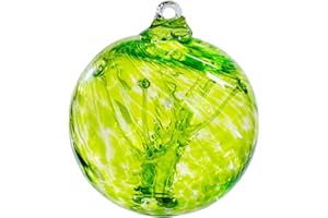 LaElvish Garden 4”Christmas Balls, Gazing Balls Hanging Friendship Balls, Hand-Blown Glass Ball Christmas Ornament for Window Outdoor Home Decor, Christmas Tree Decoration, Gifts for Women (Green