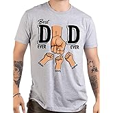 IZIPOD-Personalized Dad Kids Name T-Shirt for Men, Custom First Time Daddy Birthday Christmas for New Dad