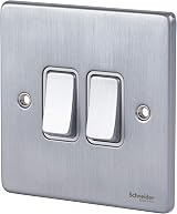 Schneider Electric GU1522WBC 2 Gang 2 Way 16AX Plate Switch Brushed Chrome White view 2