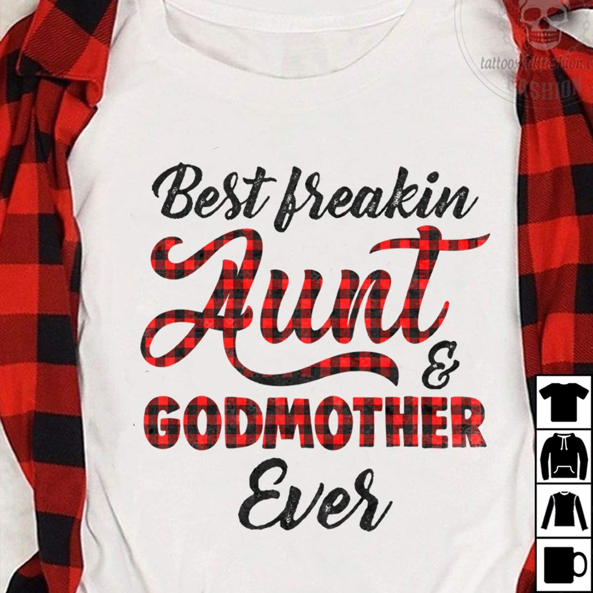 Best Freaking Aunt & Godmother Ever Plaid, Mother's Day T-shirt, , , 
