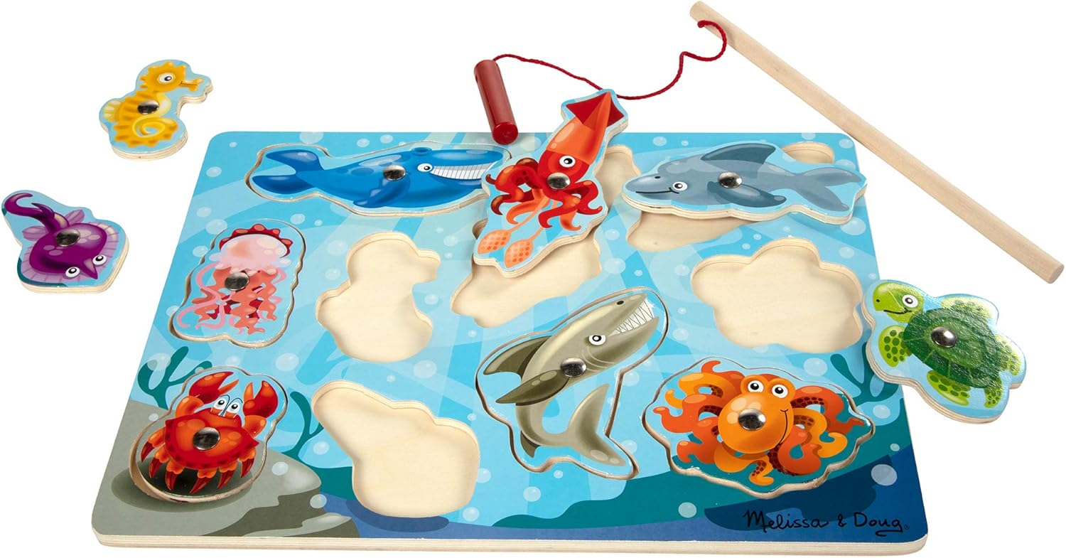 melissa and doug magnetic wooden fishing game