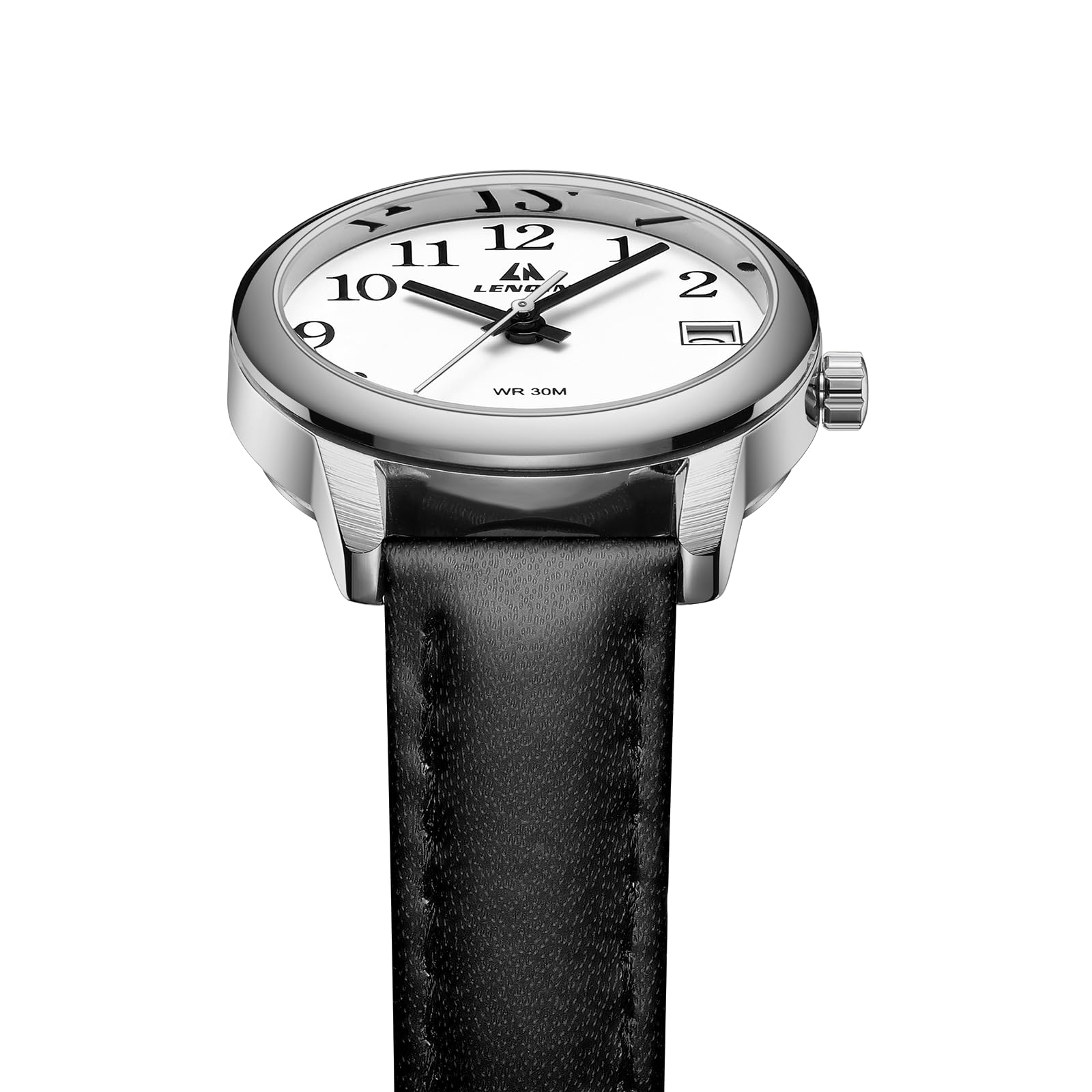 LN LENQIN Women's Watch with Large Numerals Analogue Quartz Watch for Women with Leather Strap