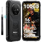 Blackview Rugged Phone 18GB+256GB 2TB Expand 10000mAh Battery Android 16 Gemini AI 6.56 Inch 90Hz, 4G T-Mobile Dual SIM IP69K Waterproof Rugged Smartphone Unlocked Fingerprint/NFC/OTG/GPS