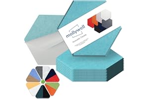 Hexagon Acoustic Panels, High Density, Sound Proofing, Decorative Noise Reduction Felt Wall Tiles for Ceilings, Home Office & Gaming Room (Hatsune Green), 14x12x0.4 Inch, Mollywell