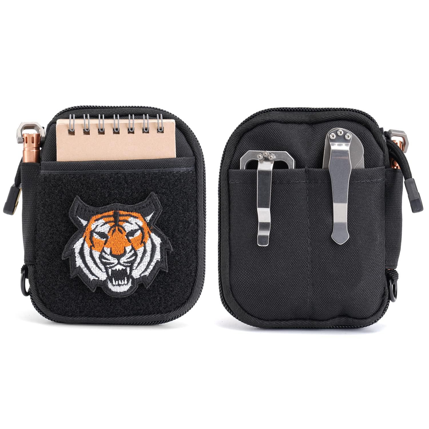 Sayram SP1 EDC Pocket Organiser, Mini EDC Pouch for Men, EDC Organizer Men's Bag Small with Hook and Loop, Small Tool Pouch with D-Ring, Elastic Organizer Utility Bag