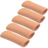 Chiroplax Toe Cap Sleeve Cushion Bunion Protector Separator, 5 Pack M | Fabric &amp; Silicone Gel Lining Tubes Hammer Toe Callus Corn Blister Hallux Valgus Tailor's Bunion Bunionette Finger Protection