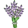Lavender Flower Brooch Pin - Gold Rhinestone Crystal Botanical Brooch For Women, Gift Jewelry