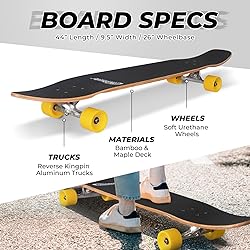 Nattork 44 Inch Cruiser Longboard Skateboard