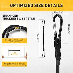 6 Piece Carabiner Bungee Cords with Hooks, 12 Inch