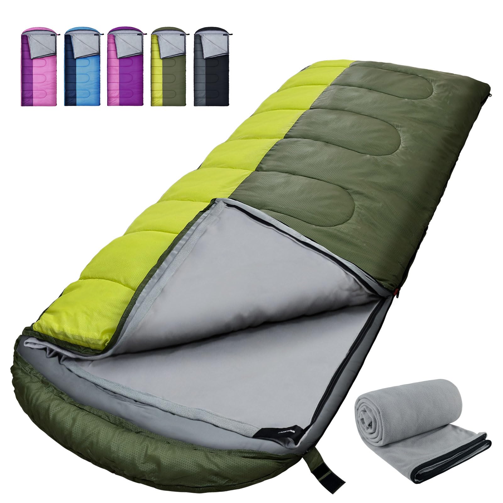 Photo 1 of WKFAMOUT 0 Degree Sleeping Bags Waterproof with Fleece Liner XL for Adults Machine Washable Cold Weather Sleeping Bag with Compression Sack for 4 Season Camping