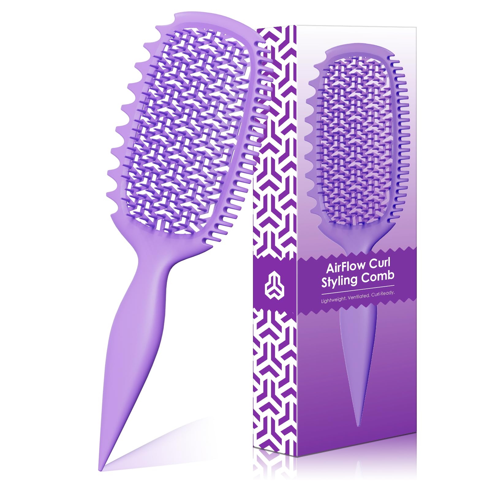 Photo 1 of Curl Defining Brush for Thick Coily Hair, Firm-Bristle TPEE Detangling Brush for Coarse 4A–4C Curls, Dual-Sided Wide & Narrow Tooth Brush for Wet & Dry Curl Shaping– Women & Men (2054-Pale Lilac)