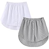 OBBUE Women's 2 Pcs Mini Adjustable Shirt Extender Removable Layering Half Length Underskirt with Buttons