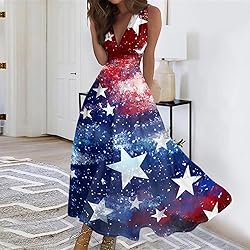 CHRATLHI Patriotic Dress for Women Long Fourth of