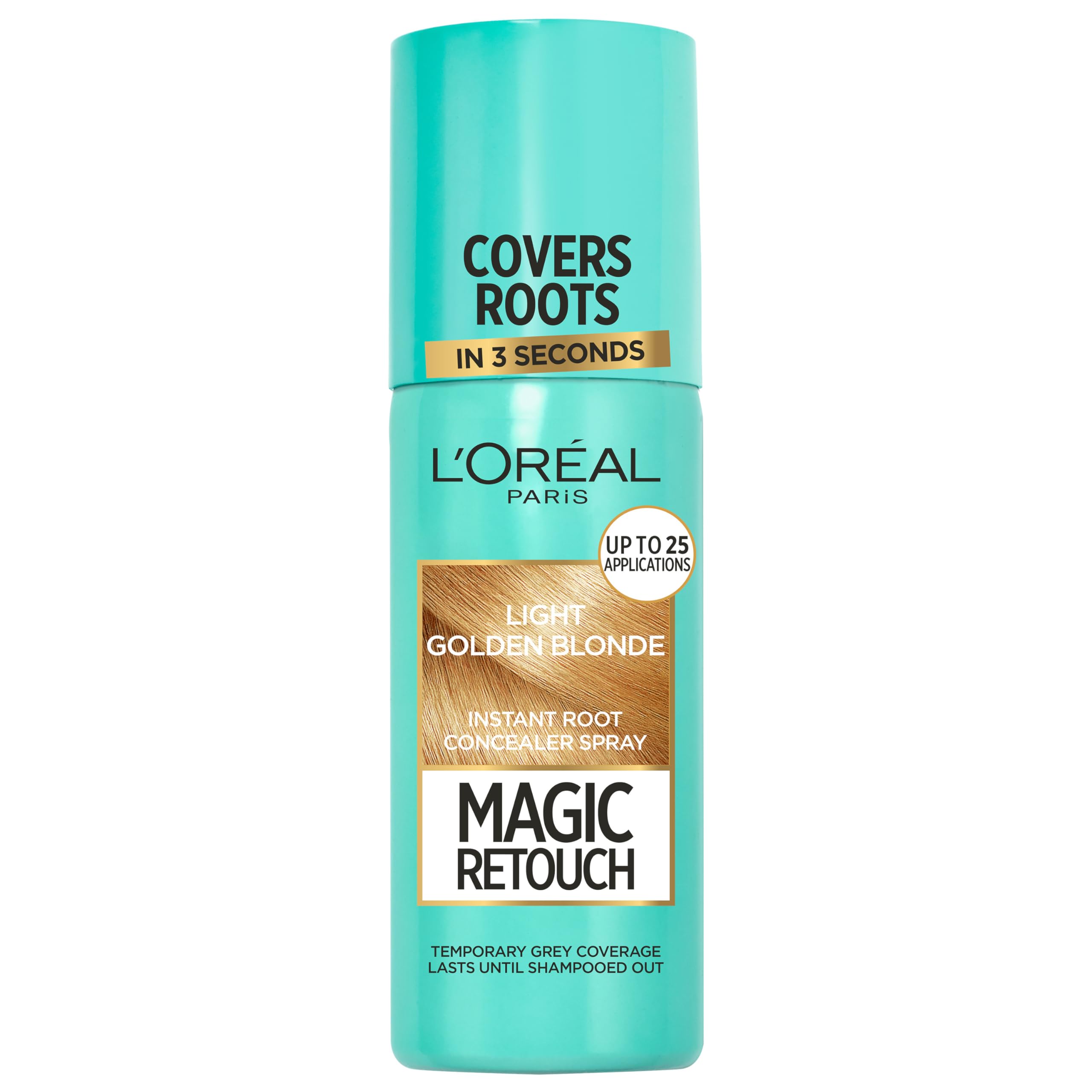 L'Oréal Paris Light Golden Blonde Magic Retouch Hair Colour Root Concealer Spray (75ml), Instant 100% Grey Coverage & Flawless Blend, Quick & Easy Application