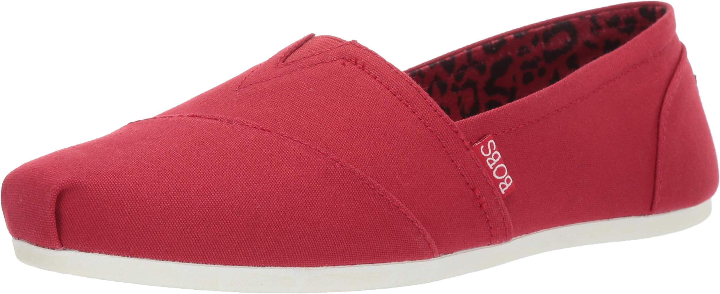 Skechers Women's Bobs Plush-Peace & Love-Canvas Slip on Ballet Flat