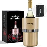 Nadings Wine Chiller for 750ml Bottles | Portable & Iceless, Keeps Wine/Champagne/Beer Cold 6+ Hours | Vacuum Insulated Stainless Steel | Ideal for Outdoor, Parties & Gifts – Champagne
