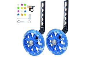 DDJKCZ Training Wheels Flash Mute Wheel Bicycle Compatible for Bikes of 12 14 16 18 20 Inch (Bule) …