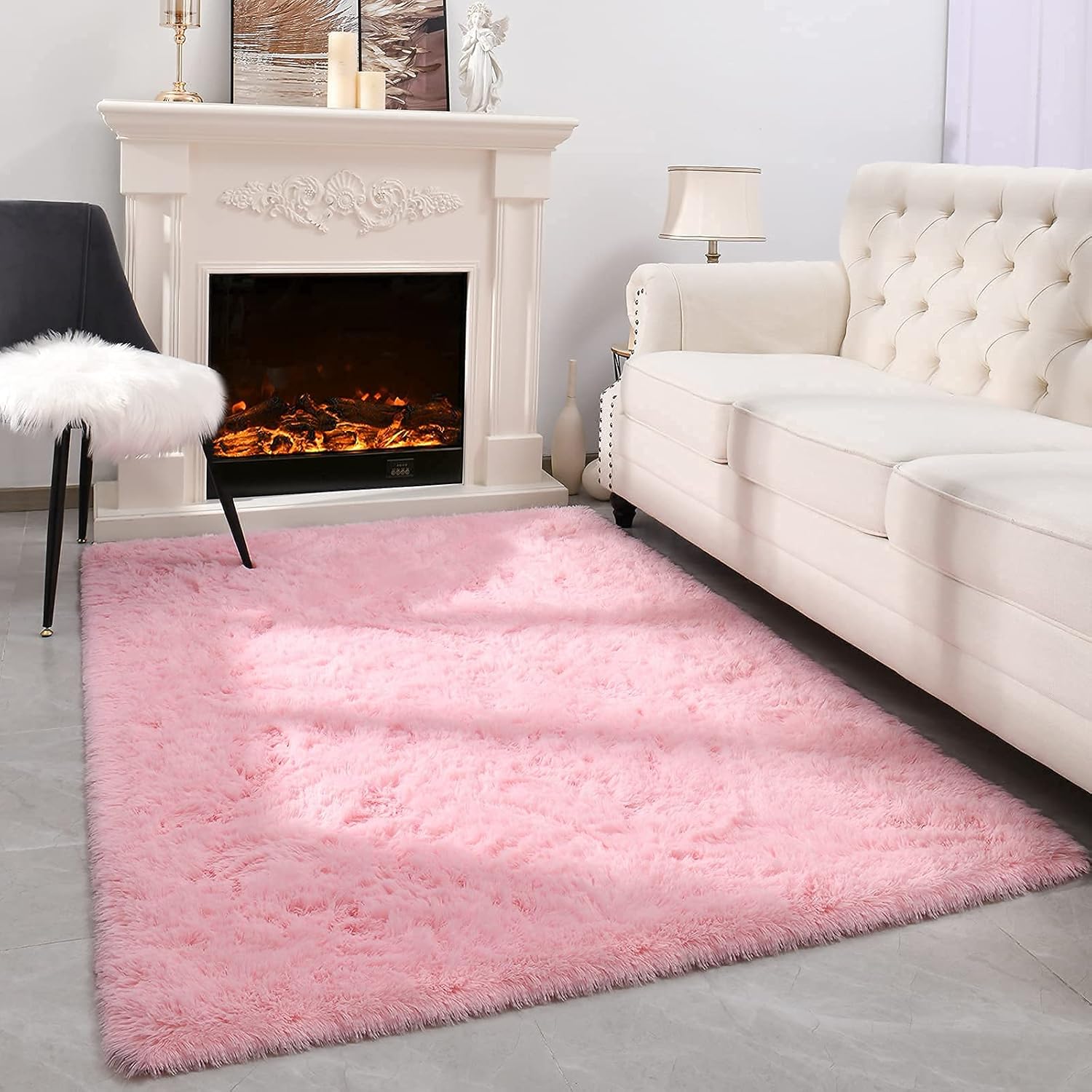 Rugs, Pads & Protectors - Espiraio Pink Shaggy Rugs for Bedroom Living Room, Super Soft Fluffy Fuzzy Area Rug for Kids Baby Nursery, Modern Indoor Plush Carpet for Home Decor, 4x5.9 Feet Floor Furry Rugs for Children Dorm Rug