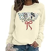SUPEYA Merry Christmas Sweatshirt For Women Christmas sweatshirts Xmas Long Sleeve Top Winter Holiday Letter Print Pullover