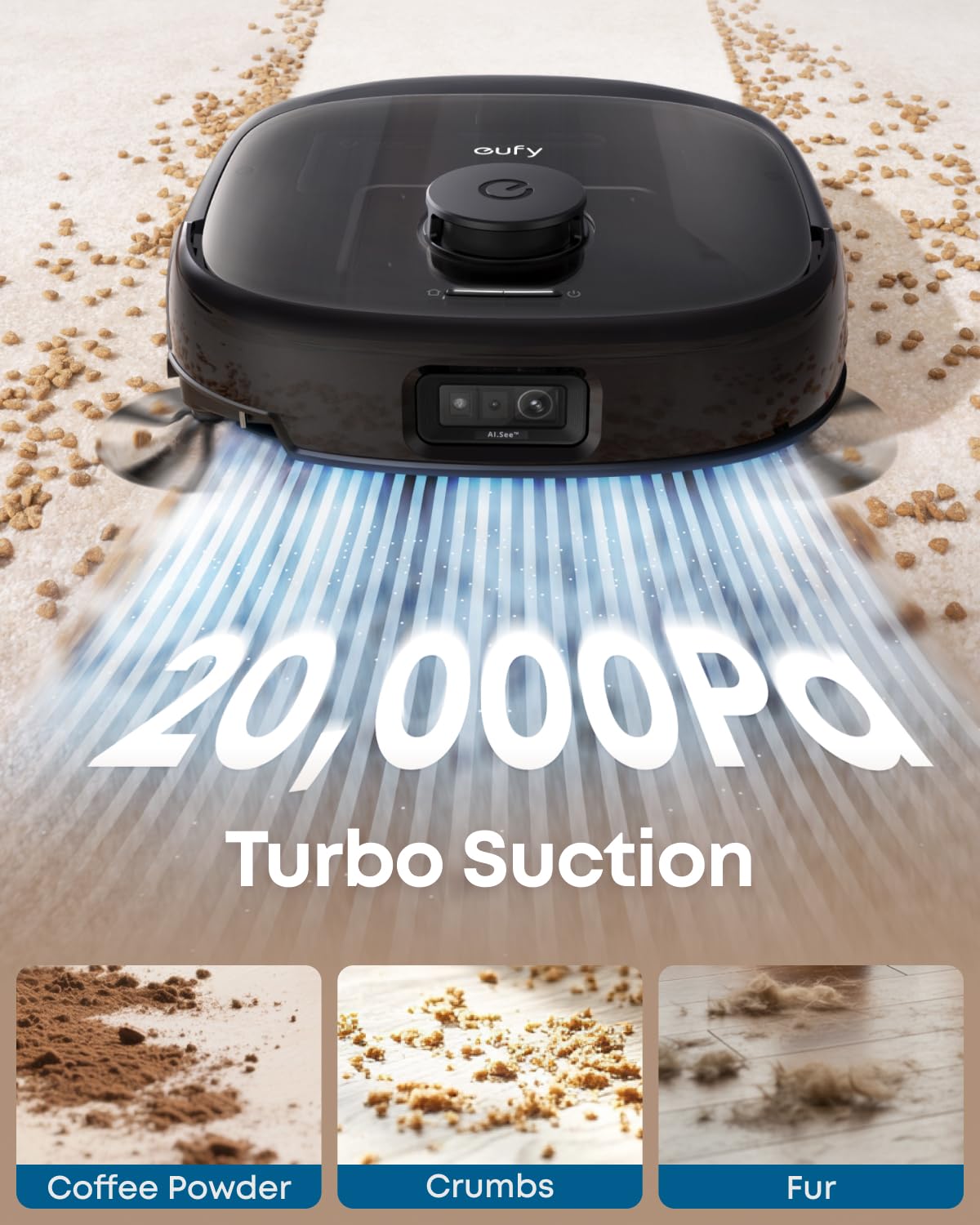 eufy E25 Omni Robot Vacuum Cleaner with Mop, HydroJet System, 20,000 Pa Turbo Powerful Suction, Zero Tangling, Corner-to-Edge Deep Cleaning and Mop Lifting, with Auto All-In-One Station