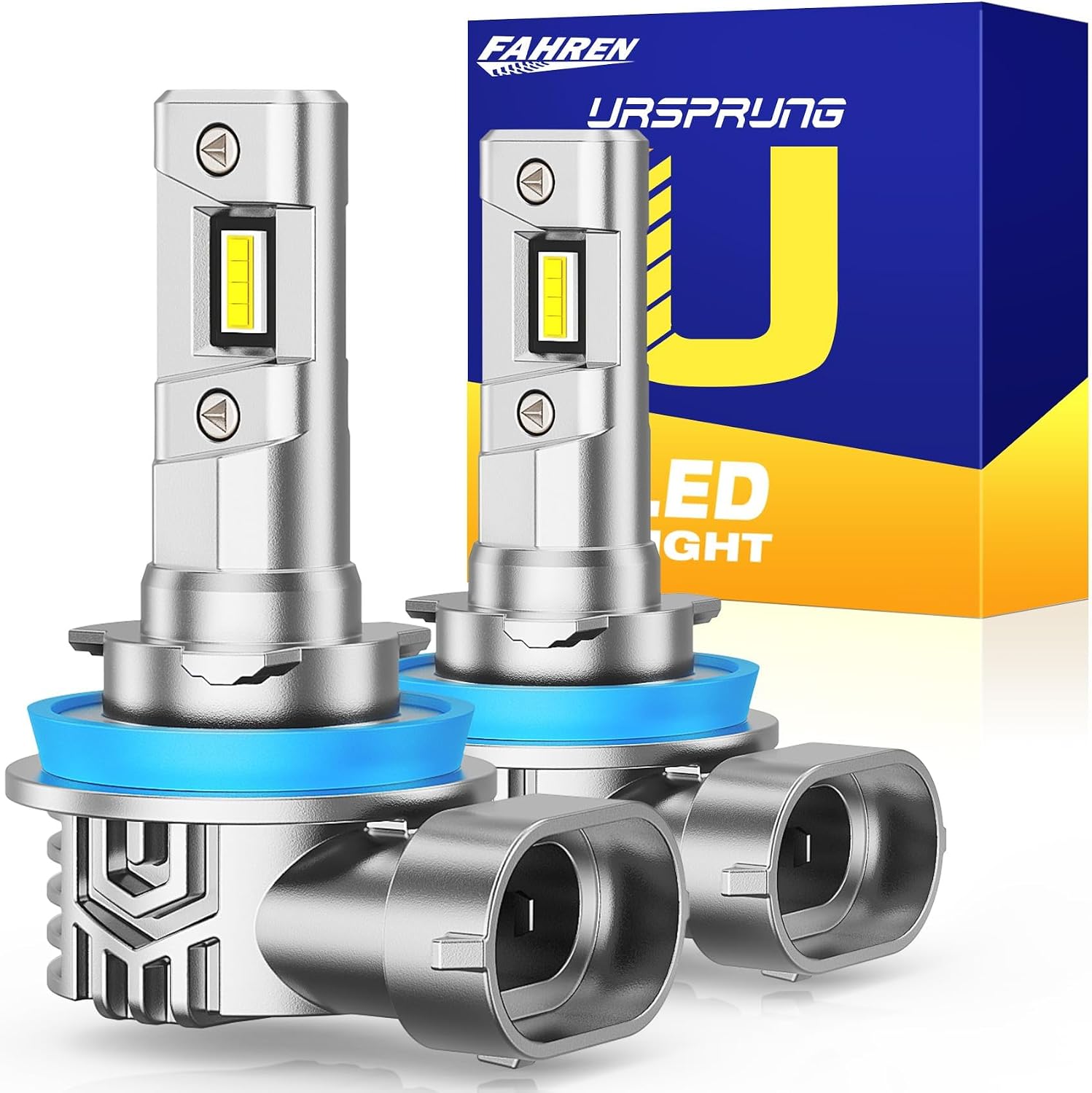 FAHREN 2026 H11 H9 H8 LED Headlight Bulbs, 1000% Super Brightness H11 LED Bulbs, 1:1 Mini Size Plug and Play, 6500K Cool White Halogen Replacement, Pack of 2