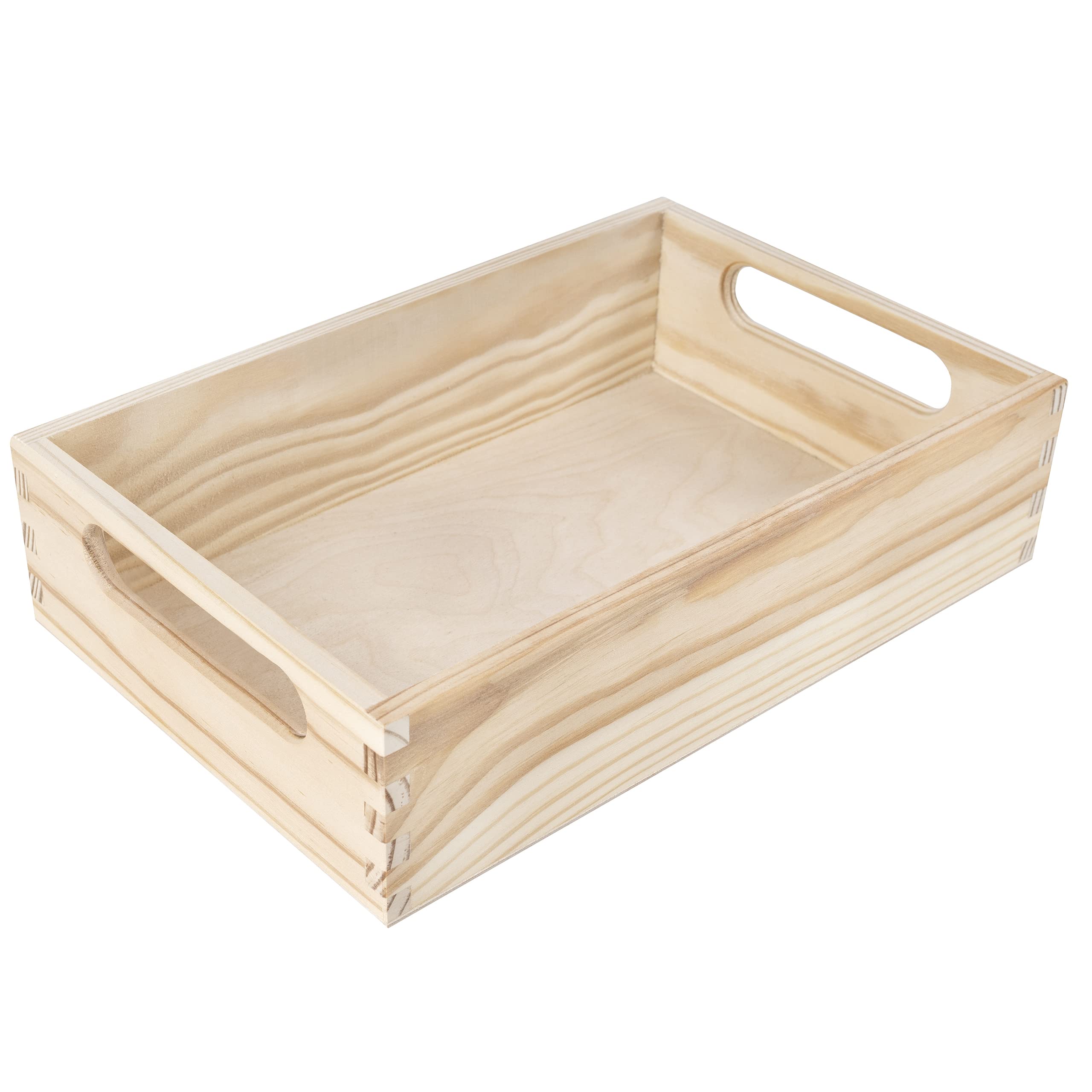 Creative Deco Small Wooden Crate with Handles | 29.5 x 19.5 x 6.5 cm | Plain Unpainted Storage Box | Natural Wood | Wooden Crates for Easter Kitchen Home Storage Documents