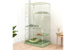 JaxSteam Cat Cage Indoor Cat Enclosure DIY Cat Playpen Large 3 Tier 30" L x 20" W x 53" H 1-2 Cats(Green, Three Tier)