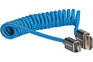 KONDOR BLUE | Micro HDMI to HDMI Cable 12"-24" Braided Coiled | 4K 60Hz, 18Gbps, HDR, 3D Video & Nylon Braided with Reinforce