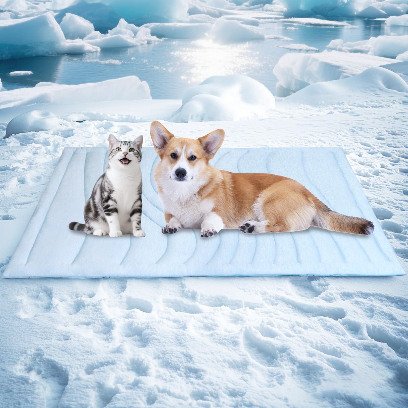 Photo 1 of BECEMURU Dog Cooling Mat - 36" x 23" Thickened Cooling Pad Blanket for Crate, Kennel, Bed, Sofa - Machine Washable, Durable, Non-Gel - Keep Your Pet Cool and Comfortable