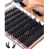 WTVANE Volume Lash Clusters 200D Fluffy Lash Clusters 12-20mm Mega Volume | Cluster Eyelash Extensions D Curl Individual Lash Clusters with Soft Thin Band Russian Volume Lash Extensions Full Bold Look