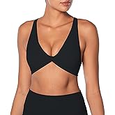 Sunzel Women's V-Neck Twist Sports Bra Low Impact with Removable Pads Cross Backless Straps Going Out Casual Padded Bralette