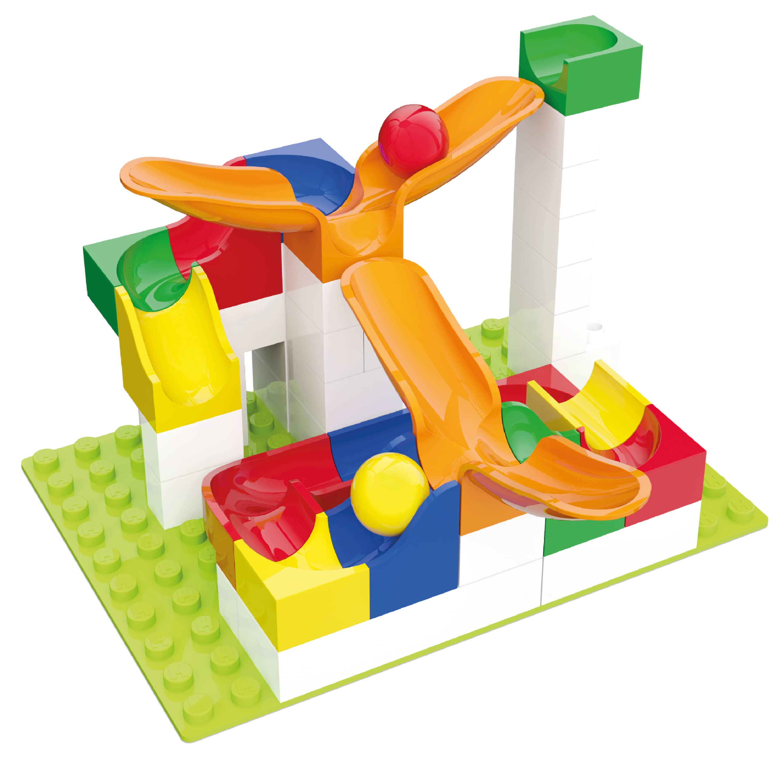 Hubelino Cradle Chute Action Set - The Original - 44 Piece Marble Run Set - Made in Germany