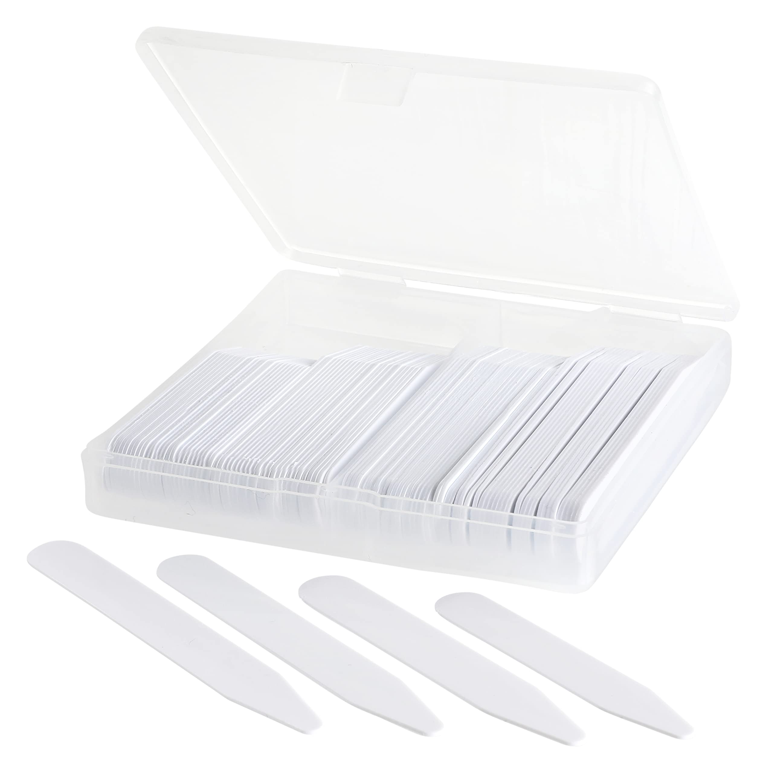 Photo 1 of 100 Plastic Collar Stays For Men Dress Shirt in Plastic Box (25-2", 25-2.2", 25-2.5", 25-2.7")