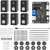 6 Pack 30KG High Torque Serial Bus Servo Motor 12V 360&deg; Programmable Magnetic Encoder Continuous Rotation Compatible with LeRobot SO-ARM101 Industrial Digital Servo for Robotic Arm RC Car, HX-30HM
